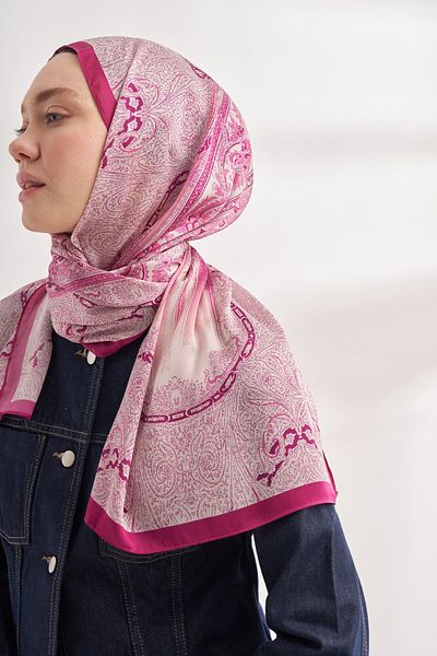 ARMANDA Fuchsia Catena Patterned Imported Voile Shawl