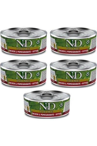 N&D Prime Kitten 5 Adet Tavuk Etli Narlı Yavru Yaş Mama 80 gr