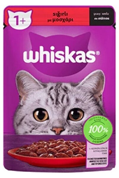 Whiskas Gravy Soslu Sığır Etli Kedi Yaş Mama 28x85gr (28ADET)