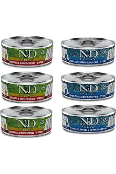 N&D Kitten 6 Adet(3-TAVUK NAR 3-BALIK)yavru Yaş Mama