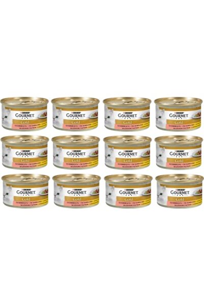Gourmet Gold Parça Etli Somonlu ve Tavuklu Kedi Konservesi 85GR (12 Al 10 Öde)