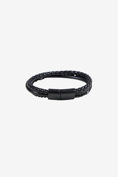 ALTINYILDIZ CLASSICS Men's Black Leather Bracelet