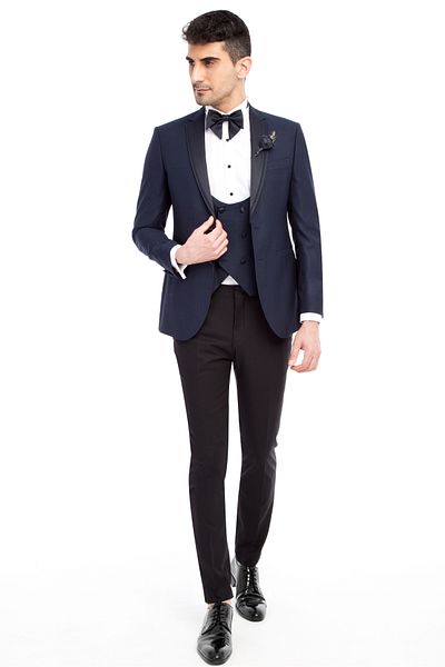 Kiğılı Slim Fit Slim Fit Mono Guler Vestă cu model Tuxedo și costum de mire