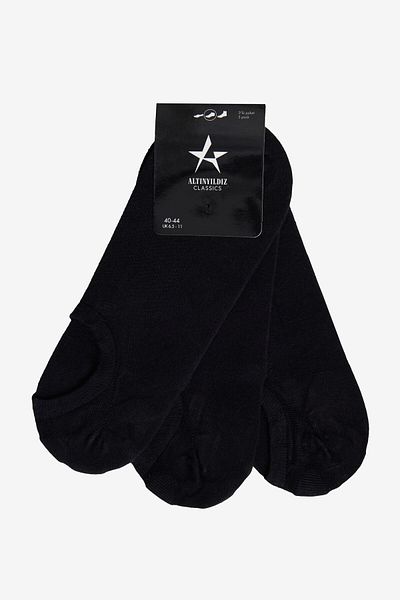 ALTINYILDIZ CLASSICS Men's Black Bamboo 3-Pack Sneaker Socks