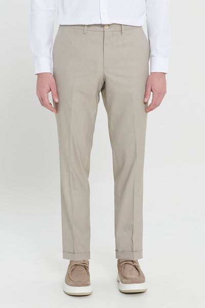 ALTINYILDIZ CLASSICS Ανδρικό καφέ Comfort Fit Χαλαρό κομμένο πλαϊνό παντελόνι με μοτίβο ελαστικής μέσης