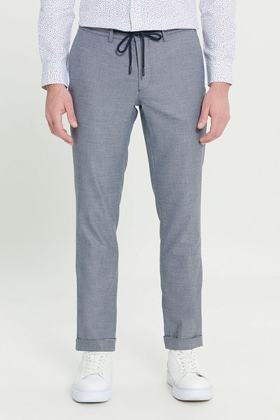 ALTINYILDIZ CLASSICS Men's Navy Blue Comfort Fit Relaxed Fit Side Pocket Patterned Elastic Waist Pants
