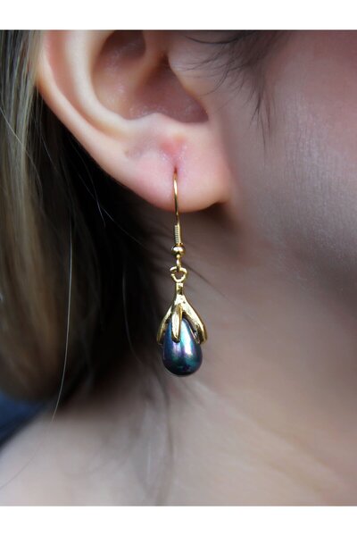 esha Doğal Taş Hematit Doğal Taşlı Sallantılı Altın Kaplama Kadın Küpe euku19h