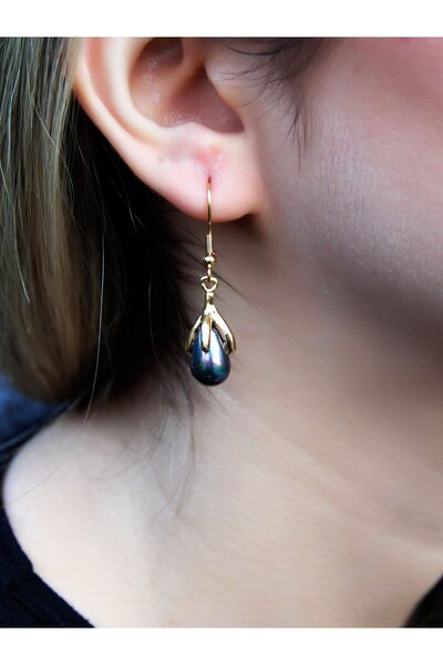 esha Doğal Taş Hematit Doğal Taşlı Sallantılı Altın Kaplama Kadın Küpe euku19h