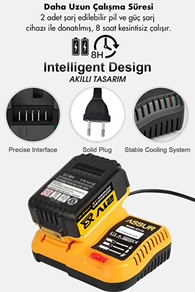 ASSUR 21v Çift Akülü Şarjlı Matkap 800 nm Torklu Somun Sıkma Sökme