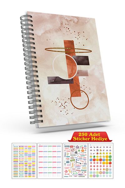 cabuk baskı Αχρονολόγητο Ατζέντα, Α5 Κρεμ Μοτίβο Planner Agenda, με δώρο αυτοκόλλητο