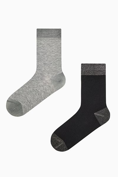 Penti 2-teilige Socken mit glänzendem Knöchel in Schwarz und Grau