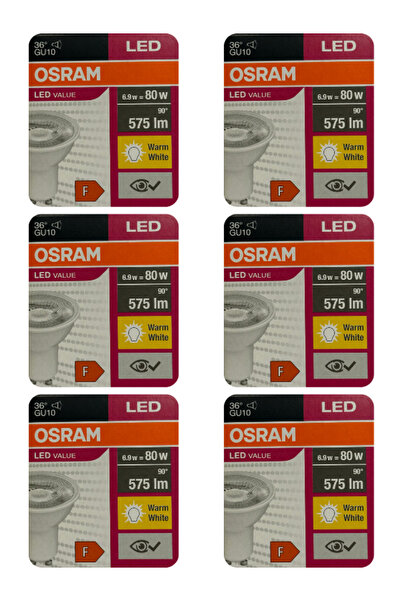 Osram (6 Adet) Osram 6.9W (80W) 2700K (Sarı Işık) GU10 Duylu Led Spot Ampul