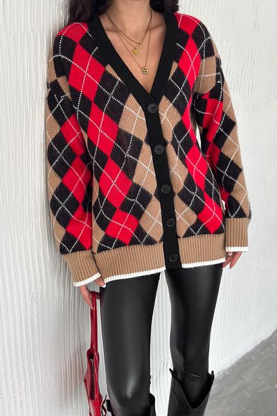 FEMELLE Cardigan de damă, mărime standard, cu nasturi, tricotaj supradimensionat
