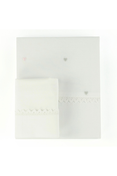 Bumble & Bird غطاء لحاف وغطاء وسادة مطرز لسرير الأطفال - وردي