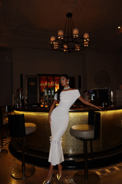 Eyyo Λευκό φόρεμα Bogen με φιόγκο ATE-1683