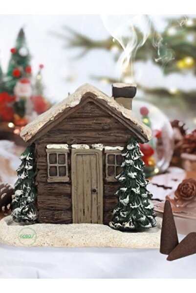 ENJOY SHOP Hediyelik Kar Efektli Ev Şeklinde El Boyaması Tütsülük Konik Tütsüler İçin Uygundur Geri Akış değil