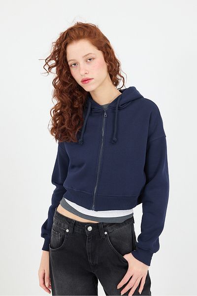 Addax Zippered Raised Sweatshirt H3717-W9