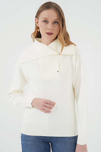 Bigdart 15921 Модель з широким коміром, трикотажний светр, екрю