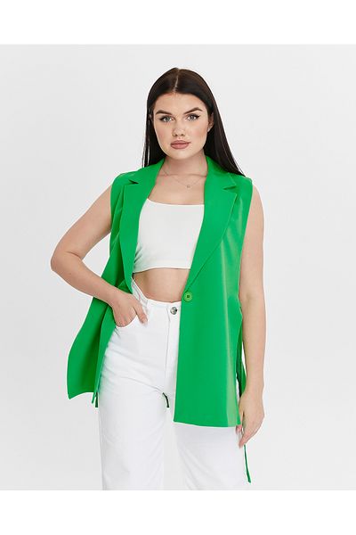Bolivente Women's Green Regular Lined Woven Vest