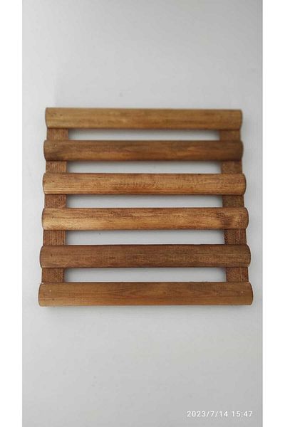 Marangozi Round Patterned Wooden Square Trivet