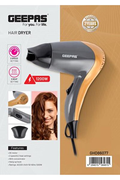 Geepas 1200W Hair Dryer, High Speed, Quiet Sound 2Speed and 2 Heat Settings, ...