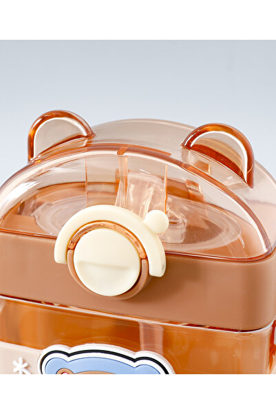 Fab N Funky Space Rabbit Sipper Water Bottle With Strap, Leak Proof, Durable, 3 Years+, Brown - 470mL