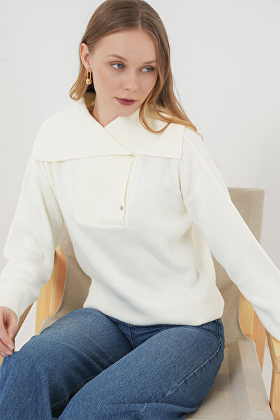 Bigdart 15921 Модель з широким коміром, трикотажний светр, екрю