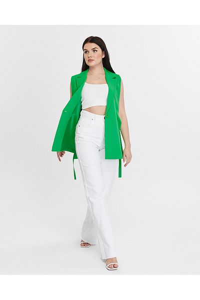 Bolivente Women's Green Regular Lined Woven Vest