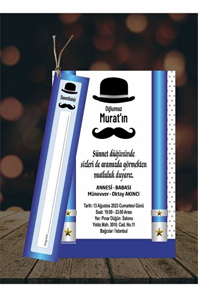 by-za davetiye Sünnet Davetiyesi Sünnet Düğün Davetiyesi (50 ADET)