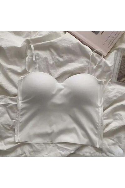 Köstebek Λευκό Crop Top με ρυθμιζόμενους λεπτούς ιμάντες