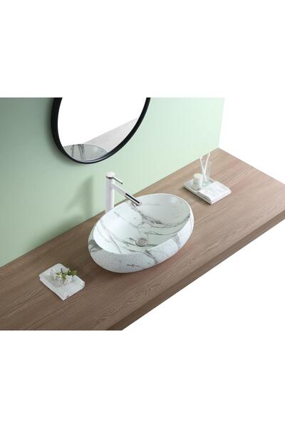 PUROSER Flower Bubble Matt Bej Tezgah Üstü Çanak Lavabo