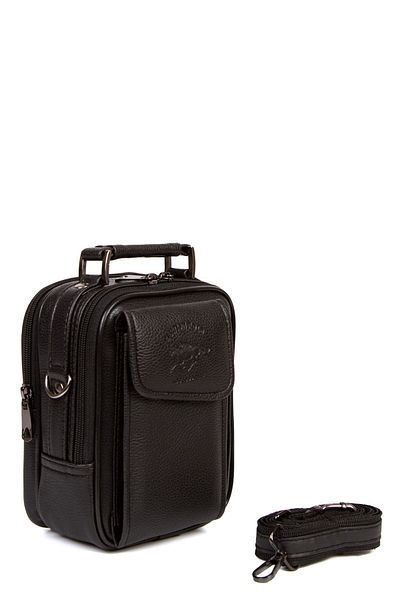 Newish Black Vegan Leather for Men - Steel Case Daily Bag, Small Size