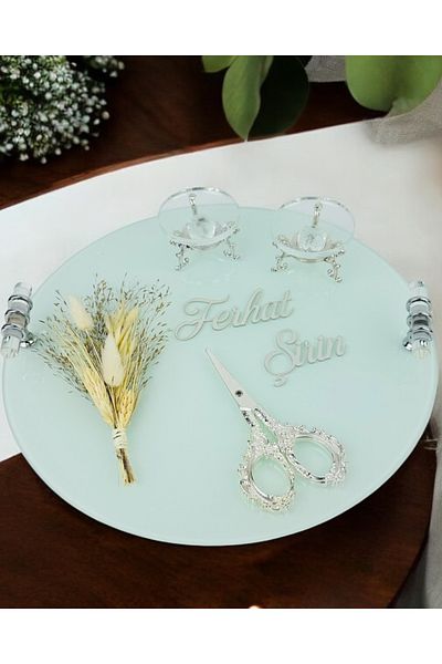 CyzHome Cherish Silver White Promise Engagement Tray