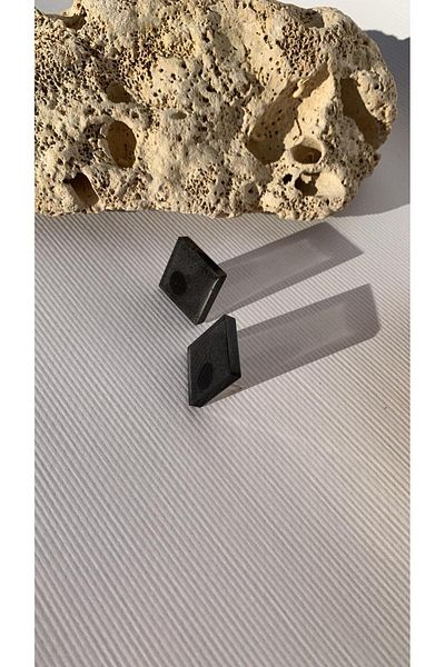 MISS GOLDEN Shiny Smoked Color Large Size Square Shape Epoxy Earrings with Gold Accessories Handmade Gift