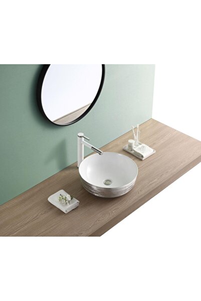 PUROSER Kilyos Silver Tezgah Üstü Çanak Lavabo