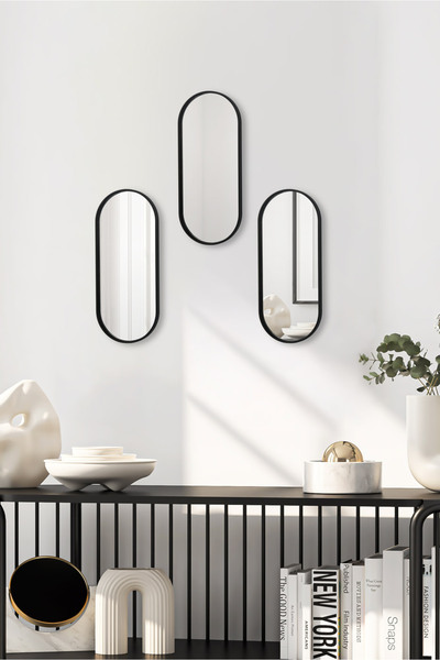 Leila Black Presentation Holder - Oval Mirrored, 12X30 Catering, Coffee and Tea Presentation