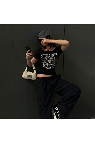 Köstebek Μαύρο Vintage κοντό μανίκι MoodyGirl Off-the-Shoulder