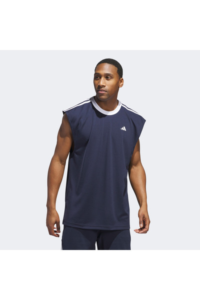 adidas قميص كرة سلة بدون أكمام للرجال من Basketball All World باللون الأزرق ا...