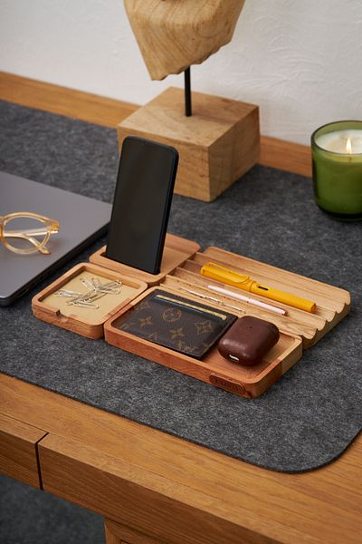 ESLENTA 4-Piece Wooden Solid Table Organization Set