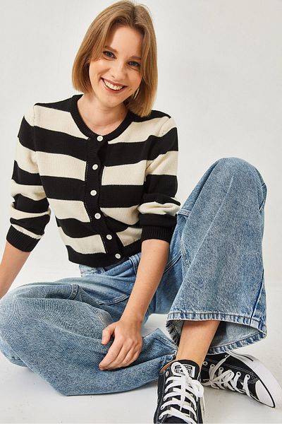 Bianco Lucci Women's Striped Knitwear Cardigan 20246868