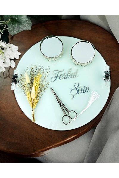 CyzHome Cherish Silver White Promise Engagement Tray