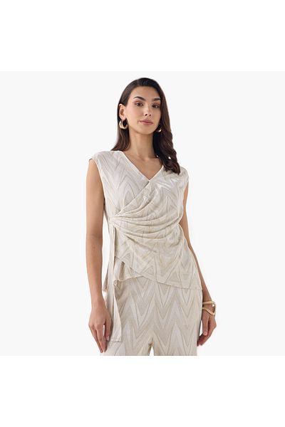Iconic Printed Sleeveless Top With Wrap Detail