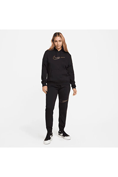 Nike بدلة رياضية سوداء للنساء من Sportswear Club Fleece Shine