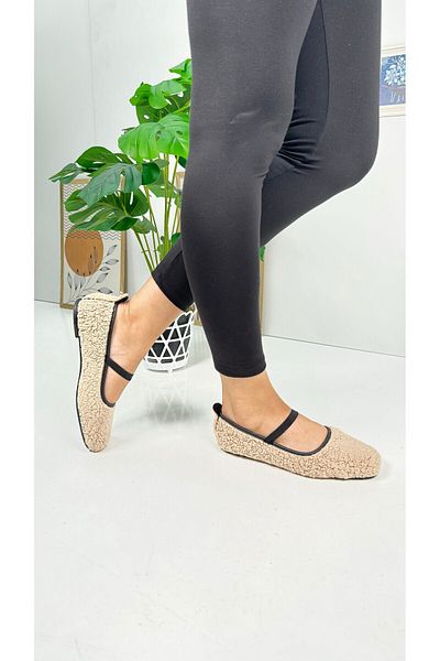 İmerShoes Balerini de zi cu zi pentru femei, din nurcă, din cauciuc de pluș, cu vârf oval, pantofi ușori confortabili 373