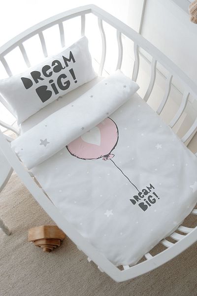 Tuğba Kuğu Pure Baby Series Park Bed Duvet Cover Set - 80X120, Pink Heart Balloon