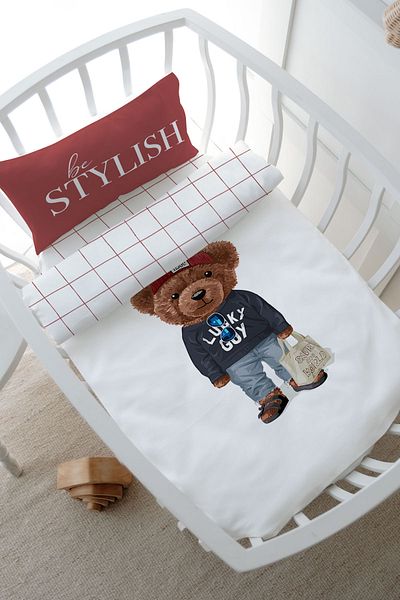 Tuğba Kuğu Park Bed Duvet Cover Set (80X120) - Pure Baby Series - Sportmen Teddy Bear