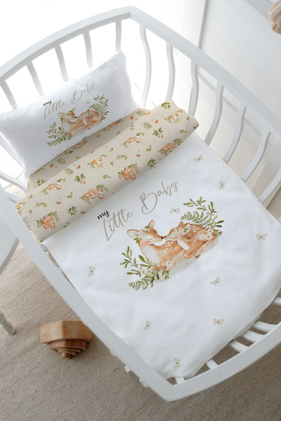 Tuğba Kuğu Anne Yanı Beşik Nevresim Takımı (60x100) - For Baby Serisi - Mom a...