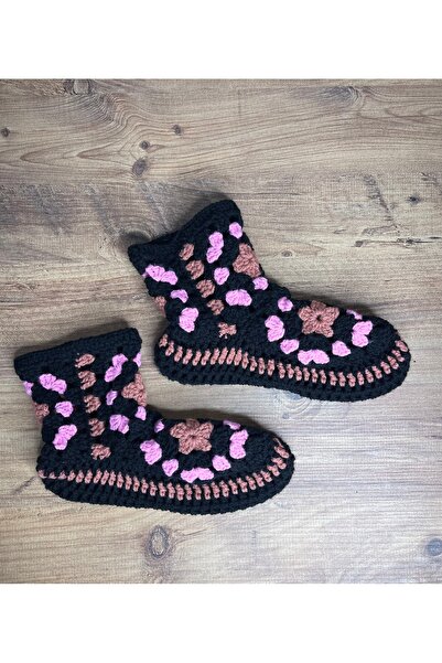 zeinapp Tabanlı Otantik Bohem Tasarım Örgü Ev Bot Çorap Ev Ayakkabı 39-40 Uyumlu