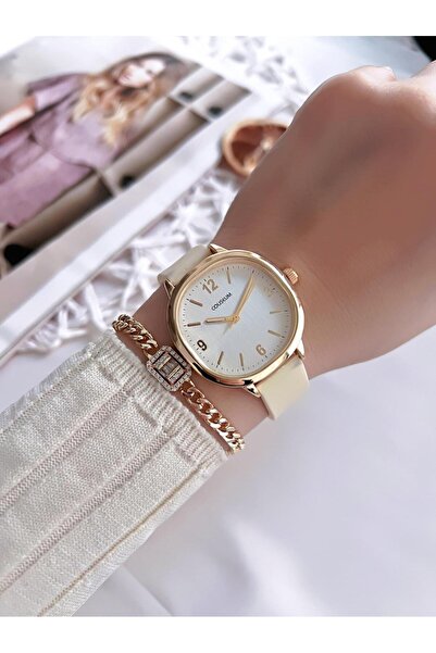 Coliseum Vintage Leather Band Women's Wrist Watch and Bracelet Set - Cl.8365.Bm5