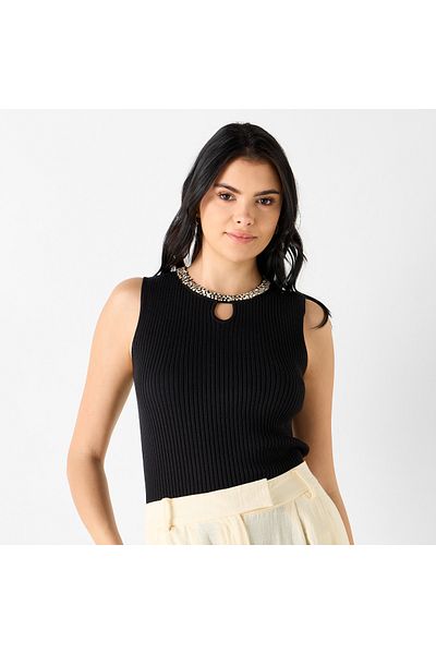 Iconic Embellished Sleeveless Top